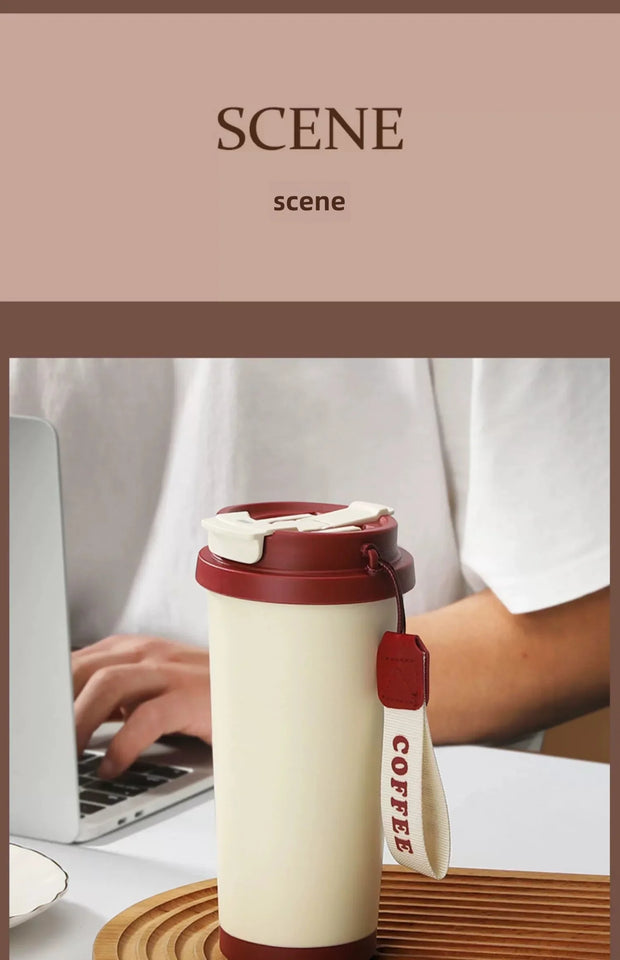 Ceramic Lined Insulated Cup Travel Coffee Cup with Sealed Lid Reusable Ceramic Lining High Aesthetic Value