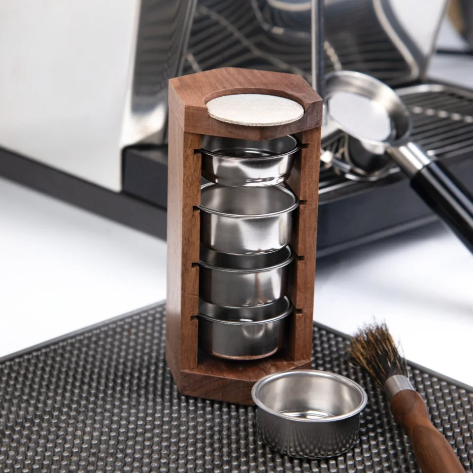 Coffee Powder Bowl Storage Shelf Wooden Coffee Filter Basket Display Stand 51mm/54mm Filter Basket Storage Display Rack