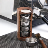 Coffee Powder Bowl Storage Shelf Wooden Coffee Filter Basket Display Stand 51mm/54mm Filter Basket Storage Display Rack