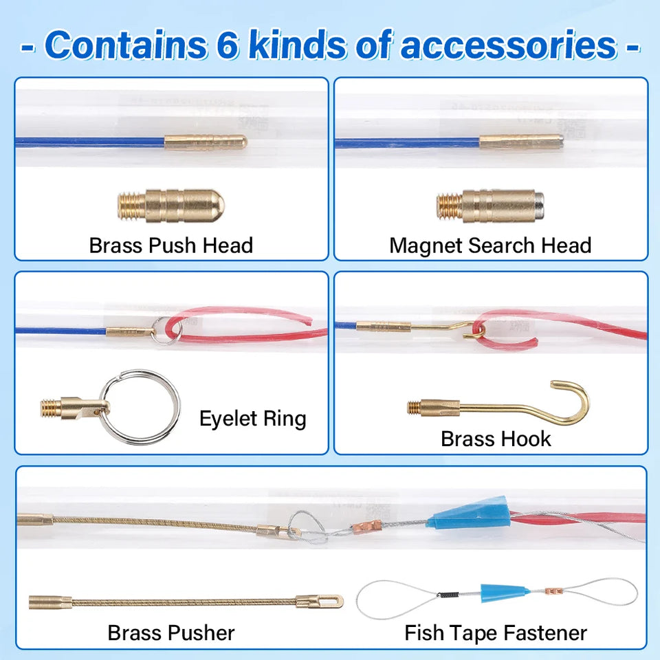10Pcs Fiberglass Cable Push Puller Dia.4mm/3mm 33/45cm Running Cable Wire Kit Electrical Cable Wall Installing Rods Wiring Tool