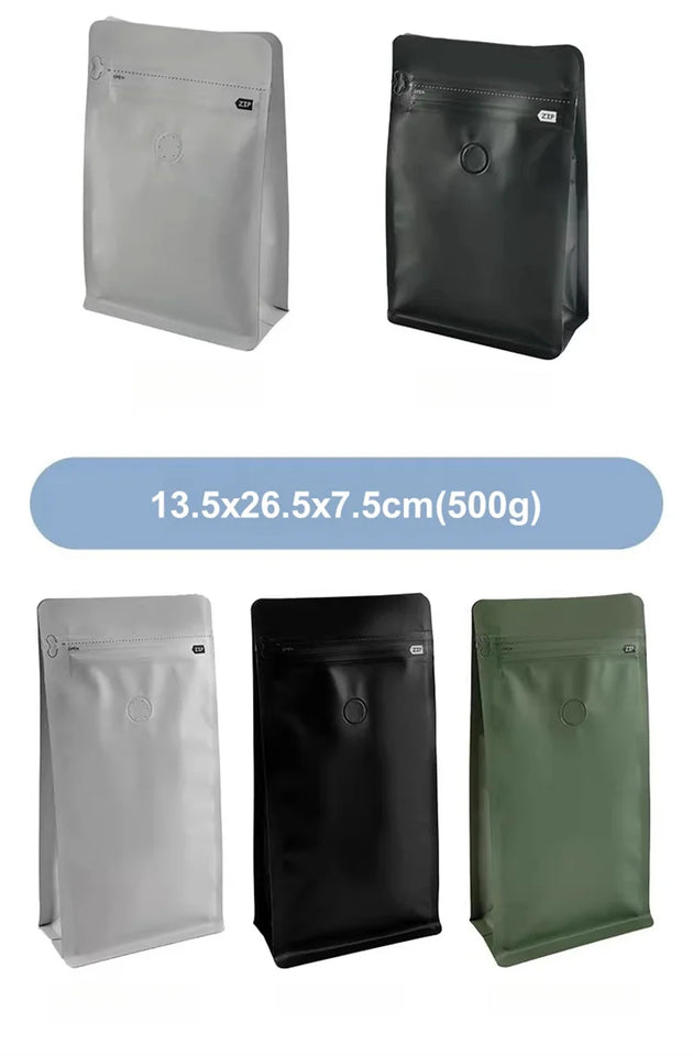 StoBag 20pcs 250g Color Matte Coffee Beans Bag Packaging with Valve Aluminum Sealed for Powder Nuts Storage Reusable Pouches