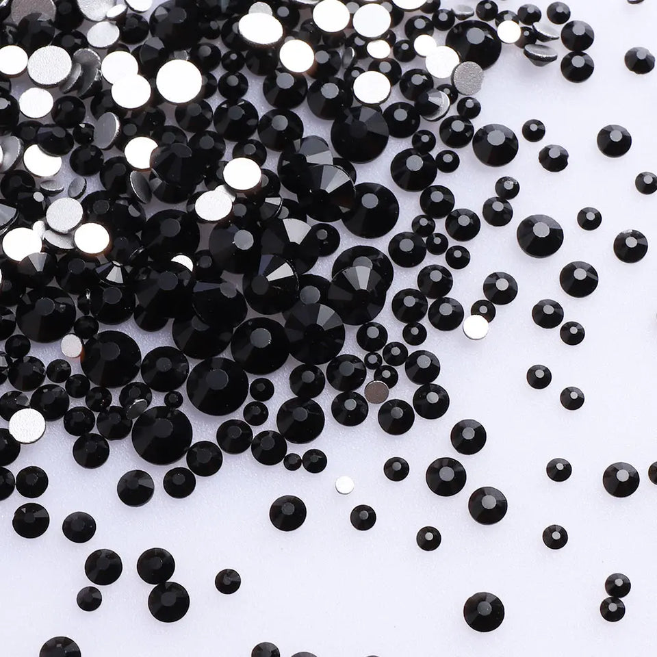 1440Pcs Mix Size Glass Flatback Rhinestone Glitter Crystal AB Round Diamond Non Hotfix Glue On Stone for DIY Nail Art Decoration