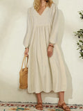 Spring/Summer New Arrivals Women's Cotton-Linen Blend Loose Bell-Sleeve Dress Casual Elegance for Everyday Wear