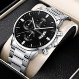 Fashion Men Stainless Steel Watch Luxury Calendar Quartz Wrist Watch Mens Business Watches for Man Clock Montre Homme