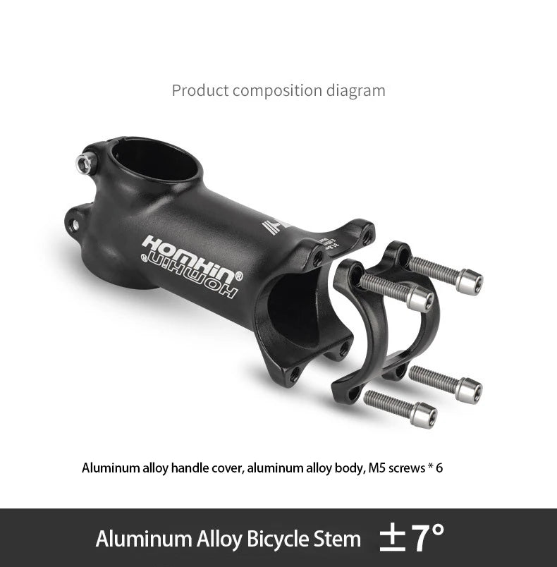 Homehin Adjustable Bicycle Handlebar Stem Ultralight 7/17 Degrees Bike Stems 31.8*45-120mm Positive Negative Vertical Handle