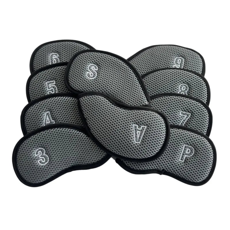Golf Irons Head Covers 10pcs/set Two Sides Numbers Mesh Golf Iron Headcovers 5 Colours Golf Club Head Cover