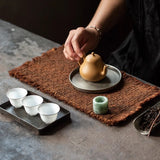 Tea mat, pure handmade plant table runner, pure cotton, thick coarse dry soaking, retro wabi-sabi tea ceremony accessories