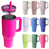40 oz Insulated Tumbler with Handle Straw Double Wall Vacuum Leakproof Thermal Iced Travel Mug Hot Drink Coffee Cup with Lid