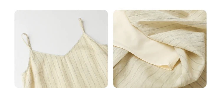 CHIC VEN Women Dress Sets Stripe Shirt Loose Casual Long Sleeve Sunscreen Blouses Camisole V-neck Dresses Spring Autumn 2025