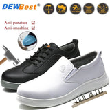 New microfiber leather PU sole anti-static white protective anti-smash anti-puncture safety shoes breathable non-slip work shoes