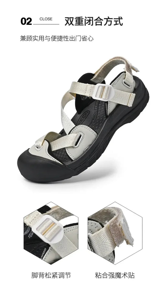 Summer New Handmade  Sandals Leisure Beach Shoes For womens  Outdoor Wading Shoes Man Breathable Casual Anti-collision Toe Flats