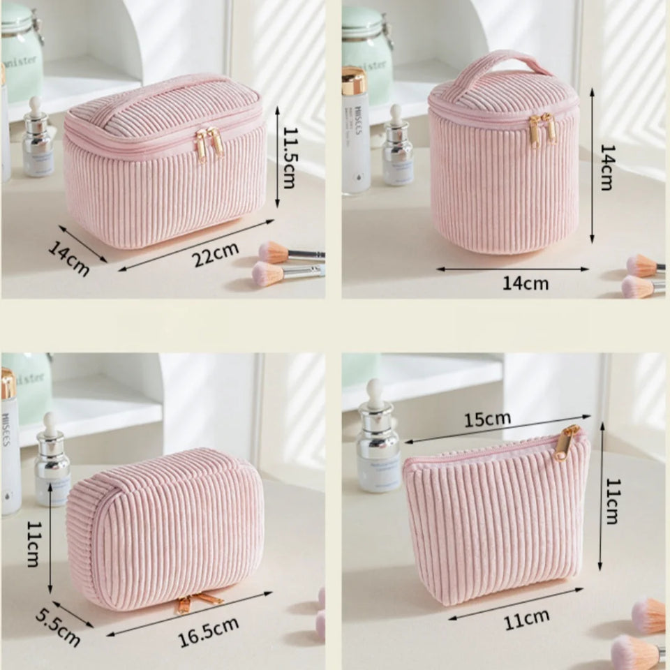 4Pcs Comestic Bag Make Up Storage Organizer Puffy Makeup Bag Comestic Pouch for Travel Portable Velet Large Toiletry Bag Organiz