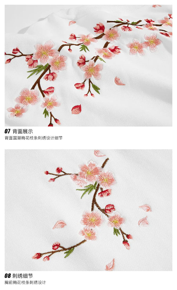 Floral Embroidery Unisex Pullovers Sweatshirt For Men Loose Fit Autumn Quality Cotton Fashion Casual Oversized Luxury Pull Homme
