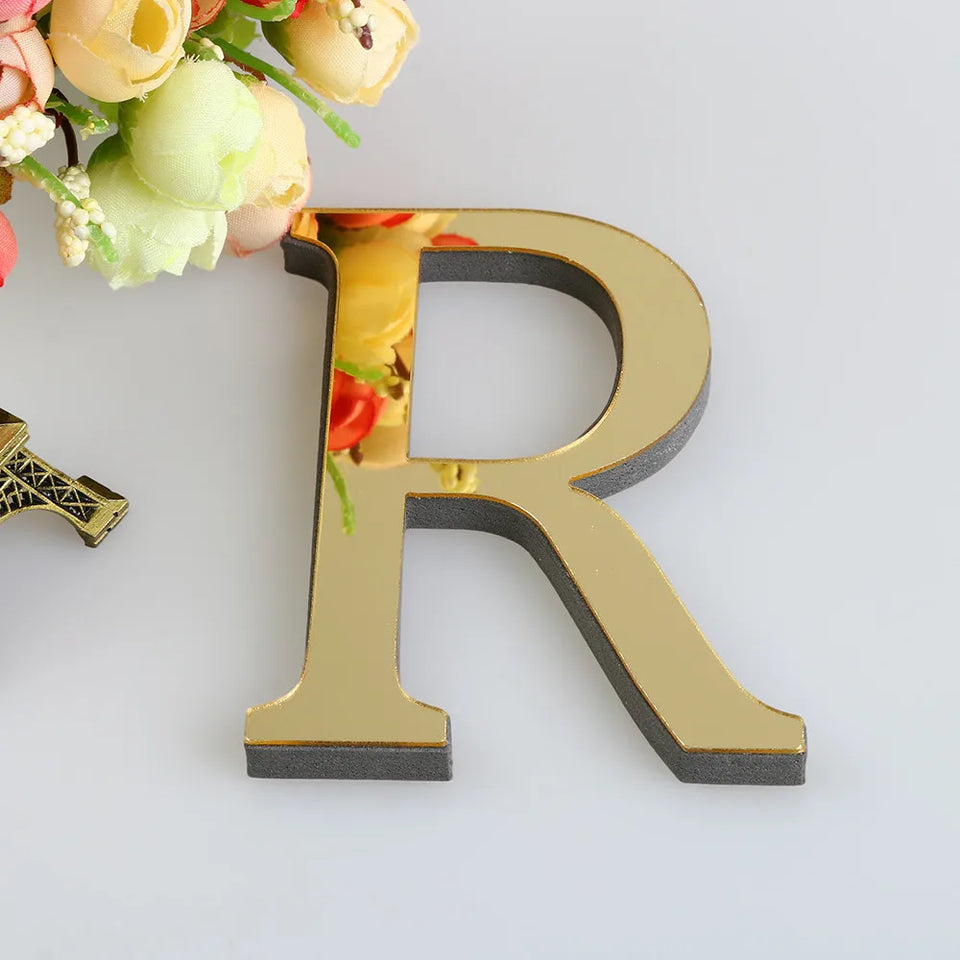 10CM 26 English Letters Wall Sticker 3D Mirror Acrylic Gold Wall Sticker Decals Self-Adhesive Home Party Decor Wall Art Mural