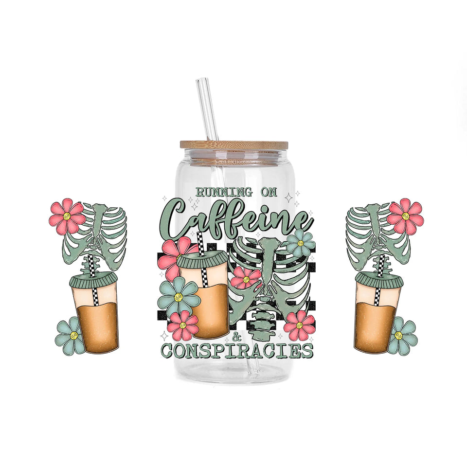 Coffee vibe Series easy peel waterproof DIY decoration decals 3D transfers uvdtf crystal sticker 16oz uv dtf cup wraps