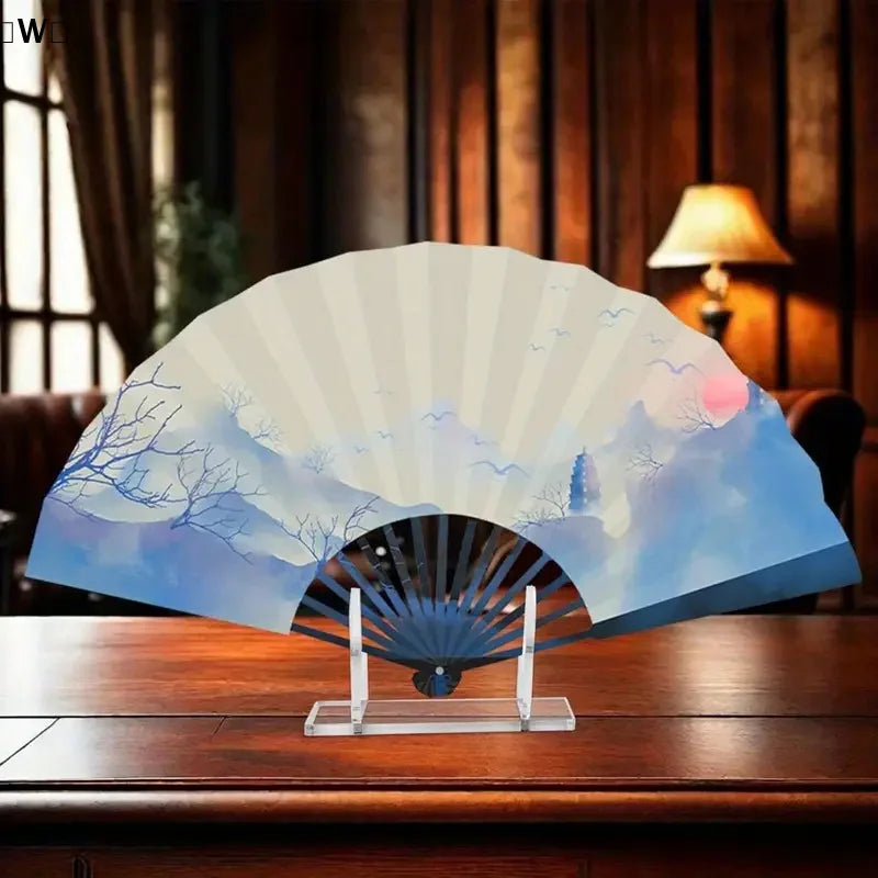 〔W〕1/2pcs Acrylic Fan Display Stands Foldable Fan Stand Holder Space-Saving Desk Organizer For Japanese & Chinese Hand Fans