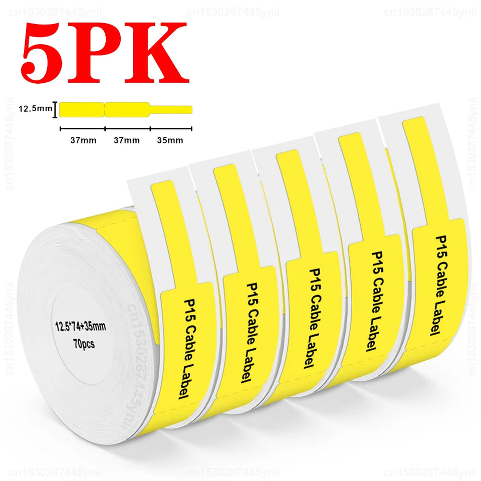 Labelwell 5/10PK P15 Thermal Label Sticker 12x40mm 15x30mm Label Tape Compatible for Marklife P15 P12 P11 L12 D30 Label Printer