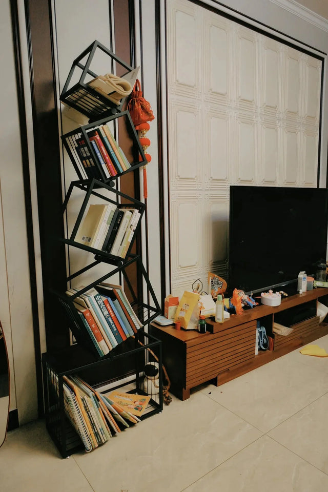 Modern Living Room Decor Iron Art Shelf Office Study Bookcase Multi-layer Storage Rack for Organizing Books And Decorations