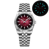 ADDIESDIVE AD2073 Men's Business Watch Sapphire Glass Stainless Steel Quartz Wristwatches Gradient Red Dial Watches Reloj Hombre