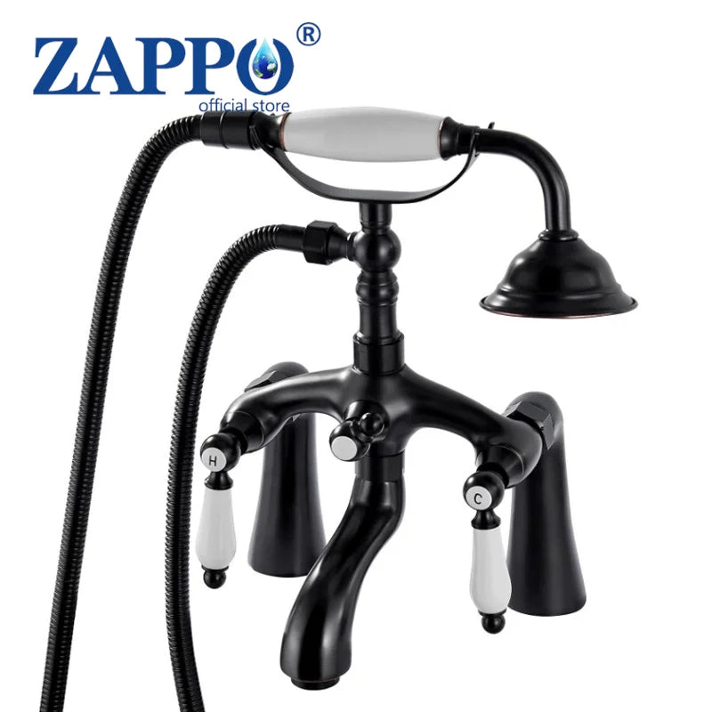ZAPPO Bathtub Faucet Vintage Telephone Style with Dual Handles Deck mounted bathtub Faucet set Hot and Cold Water Mixer Tap