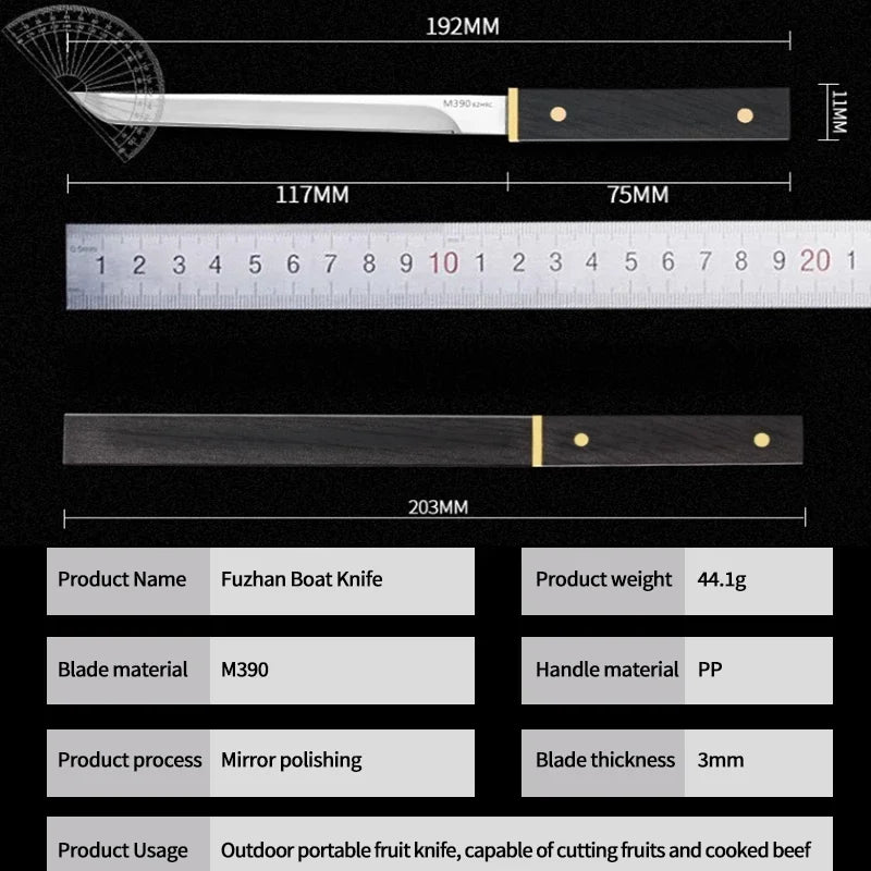 Fruit Knife Stainless Steel Home Portable Knife, M390 Multifunctional High Hardness Straight Knife Sharp