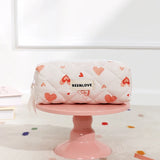 Storage Organizer Cherry Printing Makeup Bag Quilted Cosmetic Pouch Large Travel Cosmetic Bag Cute Cotton Makeup Pouch