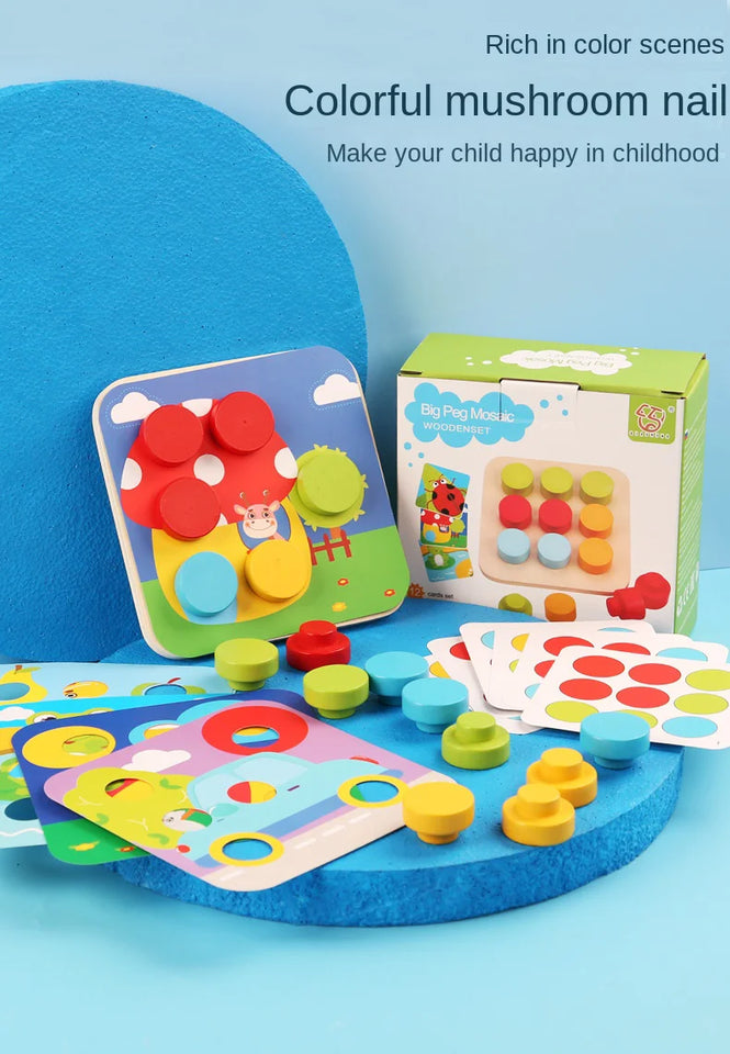 Children's Early Learning Puzzle Interactive Toys, Mushroom Nail Game, Intelligence Puzzle, Color Recognition