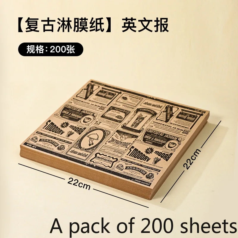 Anti Oil Paper Pad Retro Coated Paper Oil Resistant and Oil Absorbing Fried Chicken Kitchen Baking Barbecue Commercial Use