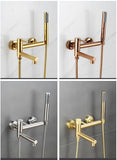Bathtub Shower Faucet Brass Single Handle Waterfall Spout Wall Mounted Mixers Taps with Hand Shower Sets Bathroom Bidet Taps