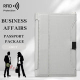 New Solid Color Passport Holder RFID Blocking Ticket Slot Clip Protective Cover Protector Leather Travel Card Bag