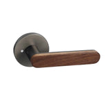 Viladepot Privacy Door Handle Walnut Wood Handle Lever Matt Brushed Black Nickel Bedroom Bathroom Passage Door Lock Keyless