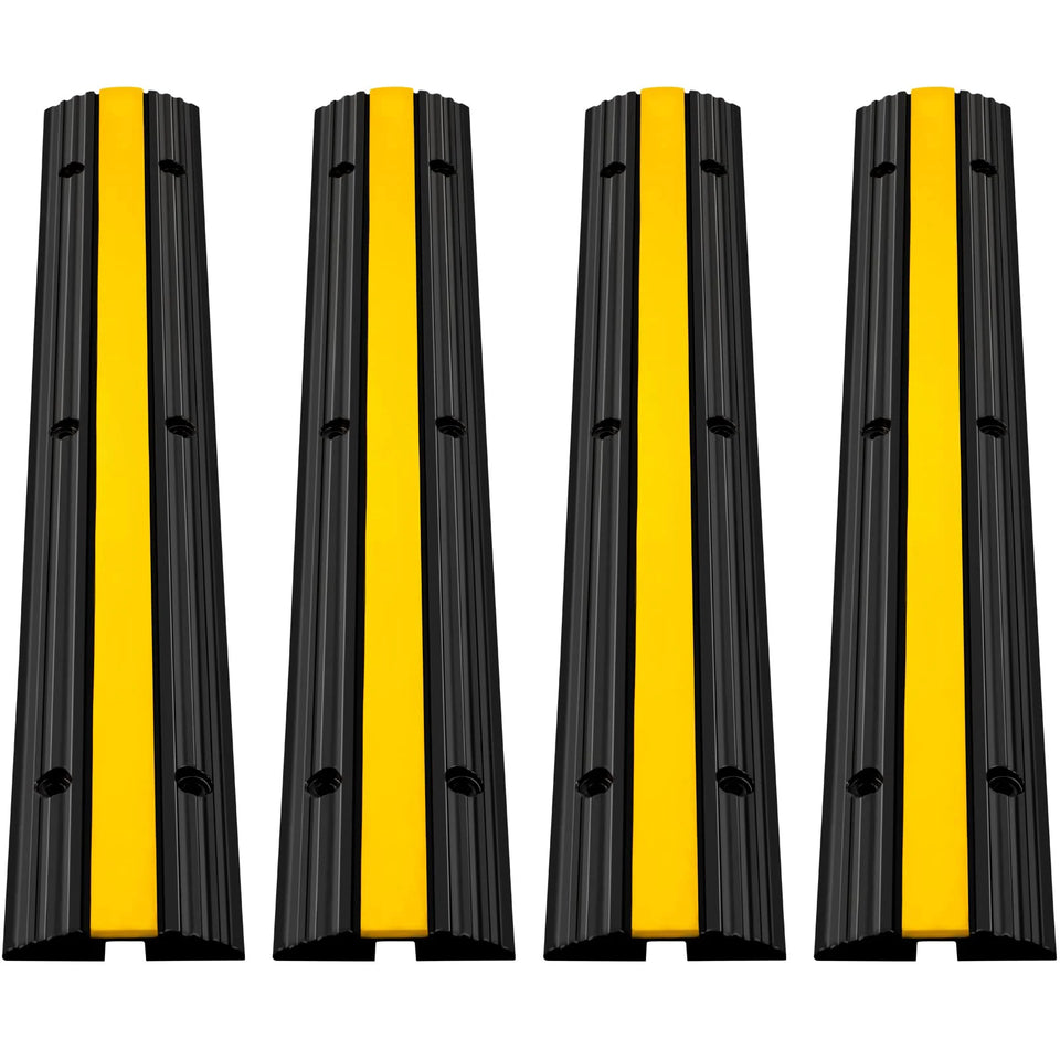SucceBuy Modular Rubber Speed Bump 1 Channel Driveway Cable Protector Ramp Wire Cover Cord Guard for Parking Lot Warehouses Use