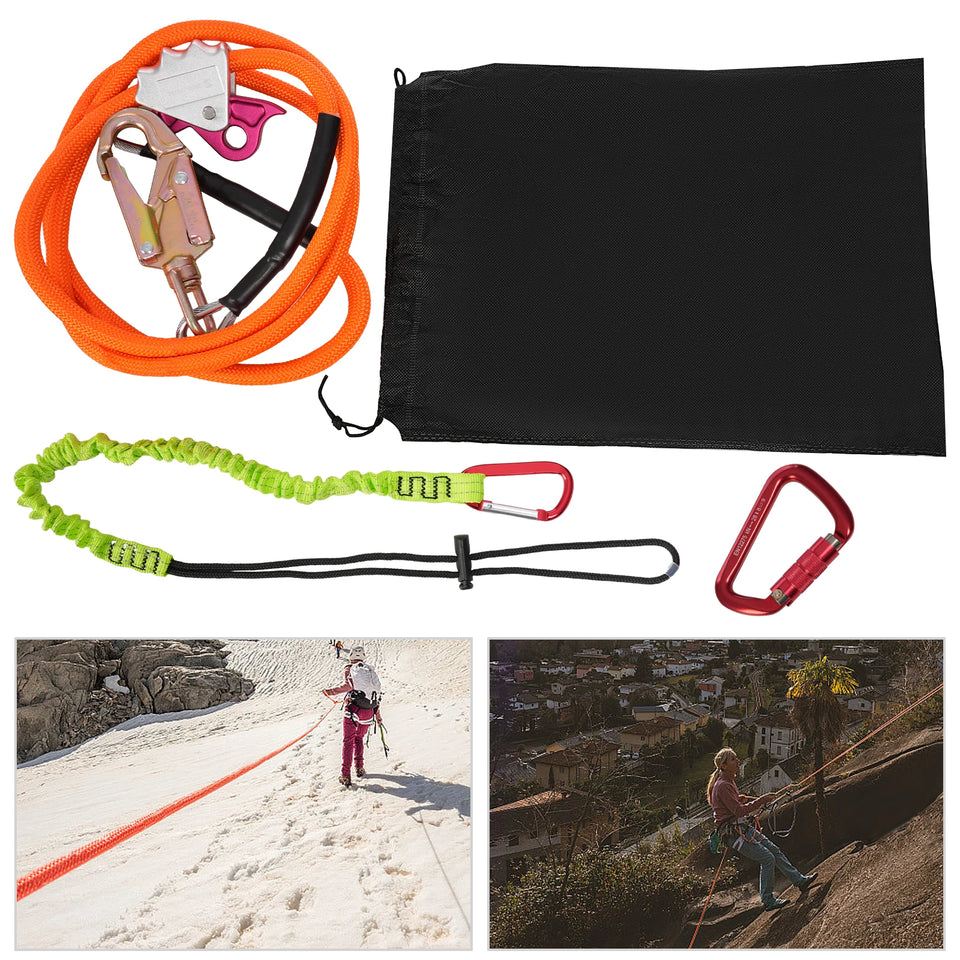 Sling Tree Descent Sling Rope 5/8 Inches -8 Feet/14 Feet with Triple Locking Carabiner Adjuster Orange/For Climbing Rescue