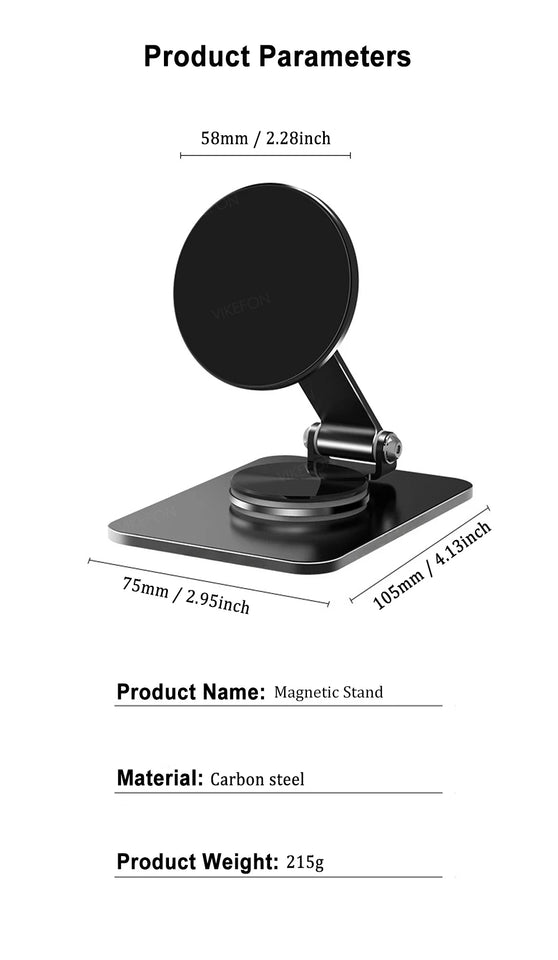Folding Phone Holder Desktop Magnetic Phone Stand 360° Rotation Desktop Cell Phone Stand For iPhone 16 15 14 13 12 Pro Max Mount
