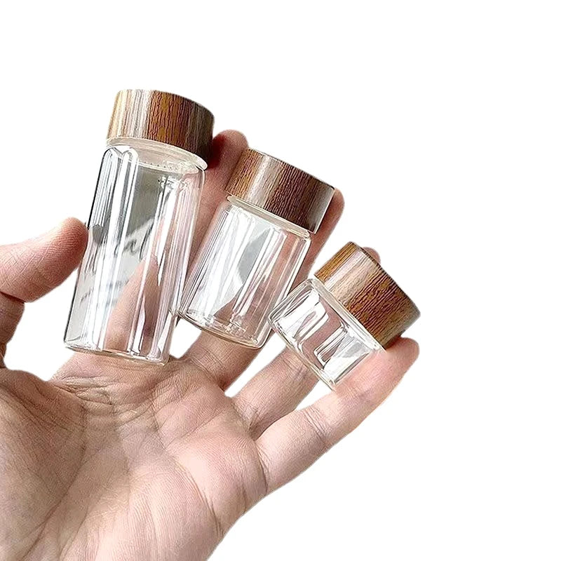 Coffee Bean Glass Tube With Wood Tool Bottled Tubes Grain Storage Wooden Sealed Airtight Canisters
