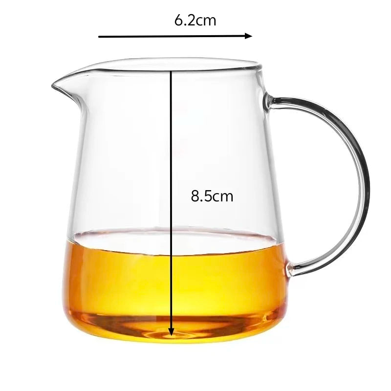 250ml Straight-Sided Fair Cup, Heat-Resistant Borosilicate Glass Tea Pitcher, Clear Glass Tea Server for Pouring & Serving Tea