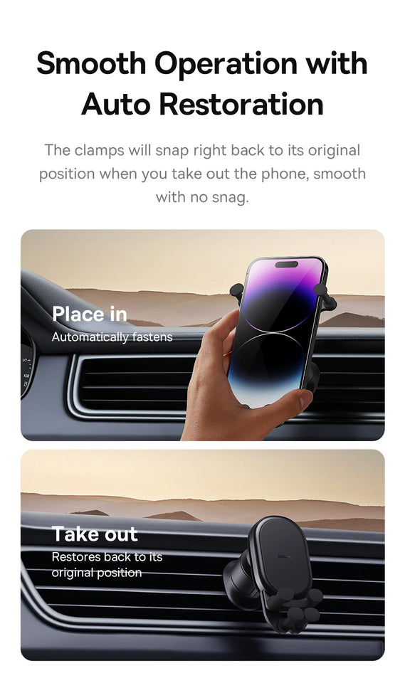 Baseus Car Phone Holder for iPhone Xiaomi Samsung Car Phone Stand Car Mount with Hook Clip Auto Locking Easy Install