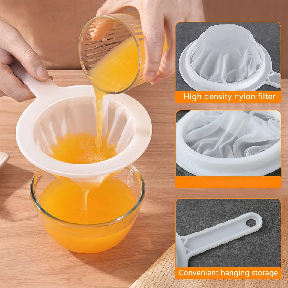 3Pcs Kitchen Ultra-Fine Nylon Mesh Strainer Soybean Milk Yogurt Juice Filter Reusable Tea Coffee Residue Filter Kitchen Fine Net