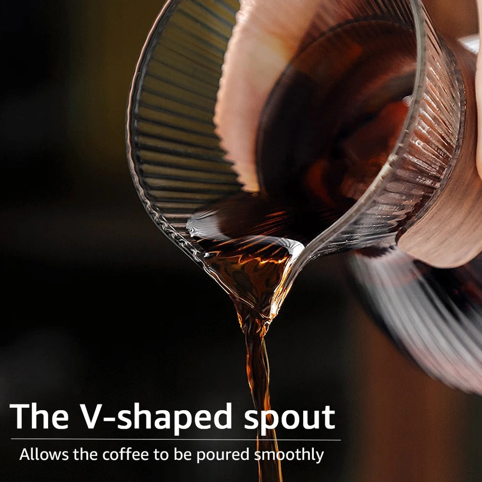 400ml Striped Glass Pot Pour-over Coffee Sharing Pot Simple Cold Drink Pot Coffee Utensils Tea Set Coffee Accessories