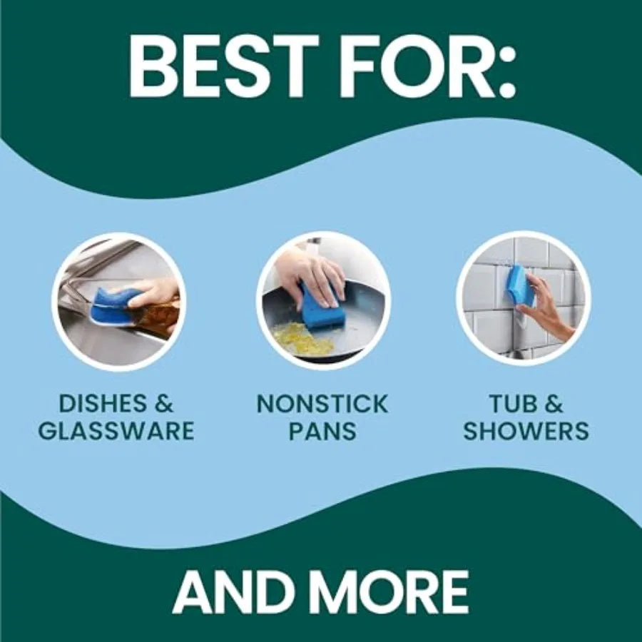 Zero Scratch Scrub Sponge 3 Kitchen Sponges for Cleaning Around the Home Bathroom and More Effective + Gentle Dish Scrubber Bes
