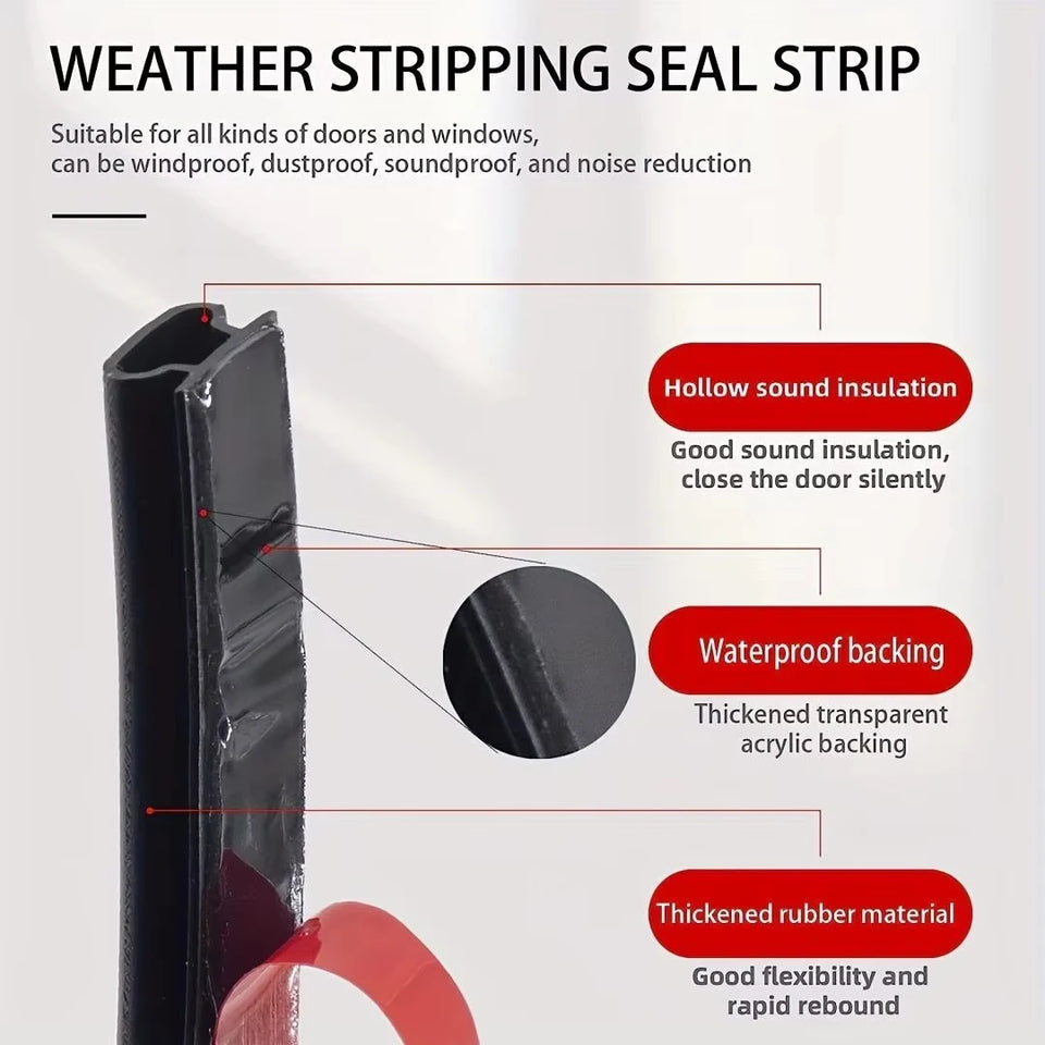 Rubber Sealing Strips for Doors and Windows, Waterproof Self-Adhesive Soundproof Strips, Rubber Door Sealing Strips, Easy to Cut