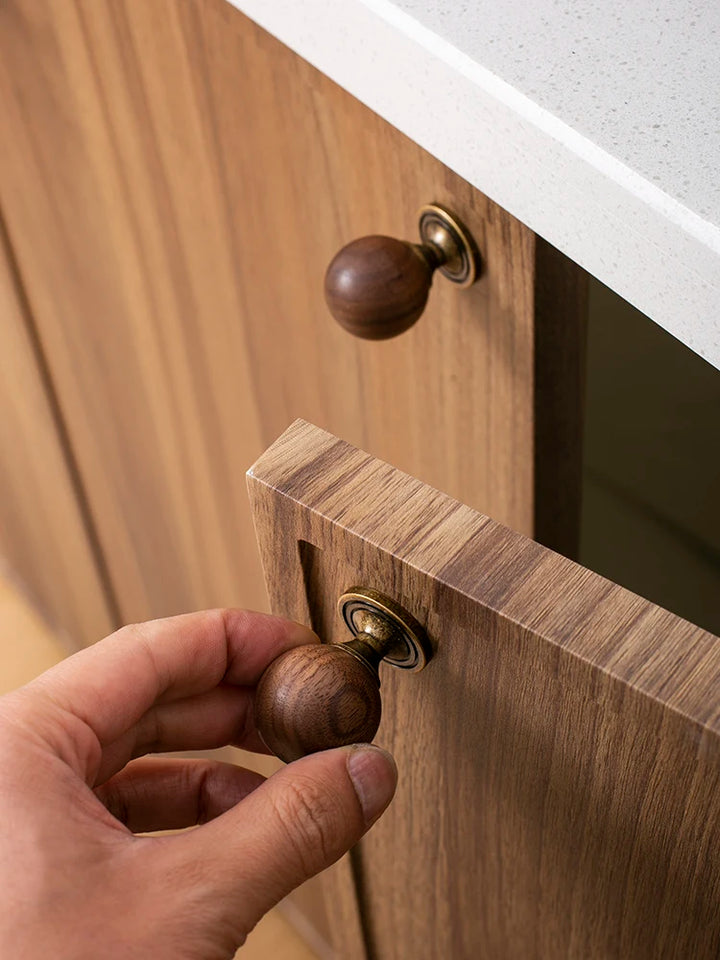 The Furniture Is Made Of Antique Walnut Wood With Solid Brass Small Handles Wardrobe Handles Kitchen Drawers Single-Hole Knobs