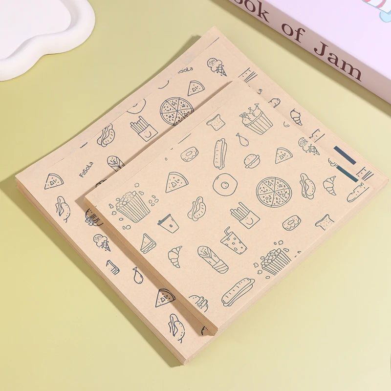50Pcs Greaseproof Paper Bag, Kraft Paper Bag Food Wrapping Bag Disposable Packaging Baking Paper Plate Mat Kitchen Accessories