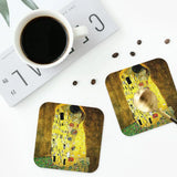 The Kiss By Gustav Klimt Coasters Kitchen Placemats Non-slip Insulation Cup Coffee Mats For Decor Home Tableware Pads Set of 4