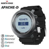 NORTH EDG APACHE-D Men's Digital Free Dive Watch Outdoor Sport Watches Altitude Barometer Compass World Time Waterproof 100M