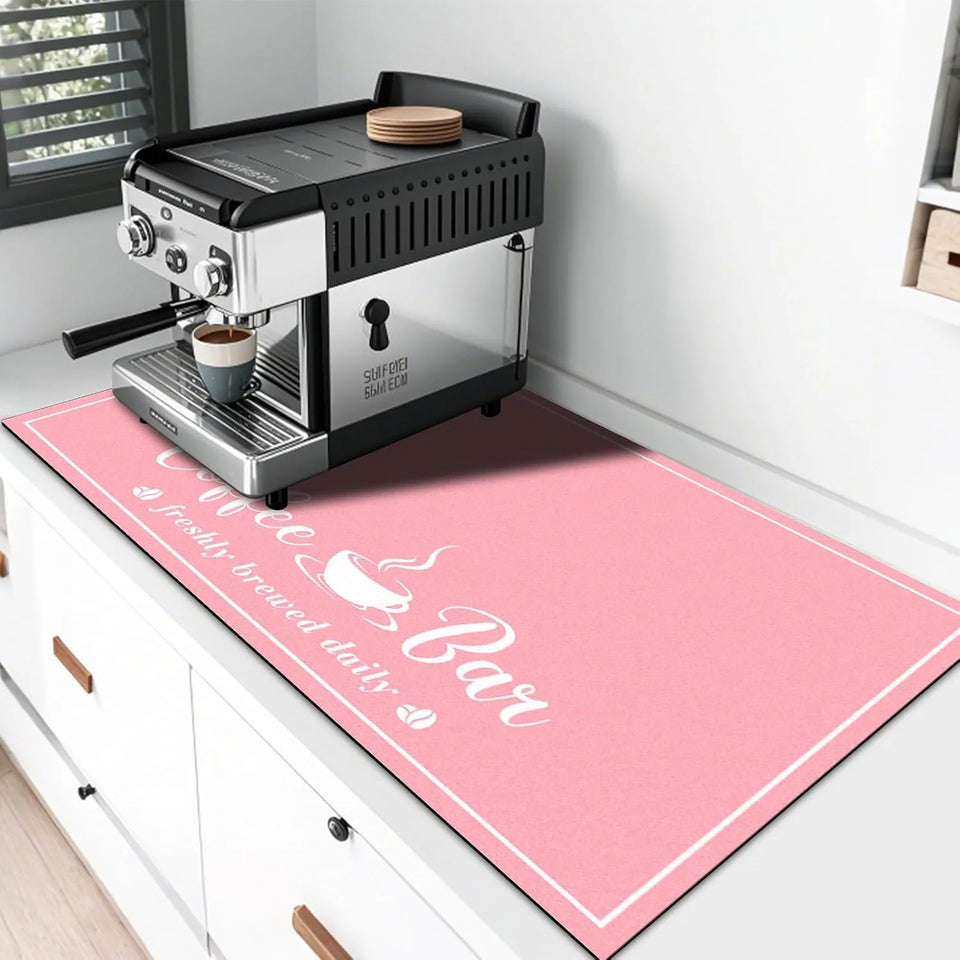 Coffee Bar Drying Mat Fashion Kitchen Decor Non-Slip Heat Resistant Countertop Mat Daily Trendy Countertop Decor Mat