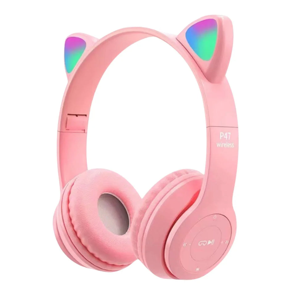 Wireless Bluetooth Headphones Cat Ear Gaming Headset Glow Light Helmets Cute Sports Music Headsets For Children Girl Gifts