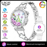 LIGE New 1.19inch AMOLED Fashion Ladies Smart Watch Bluetooth Call Sports Bracelet Women’s Health Waterproof Diamond Smartwatch
