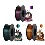 KINGROON Dual-color Silk PLA Filament 1.75mm 2 Color Coextrusion Glossy 3D Printer Filament PLA, 3kg/pack 1kg each spool