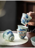 Kung Fu Tea Cup, Hand-painted,  Vintage Blue and White Tea Cup, Handmade Ceramic，High End Personal Tea Cup, Single Cup